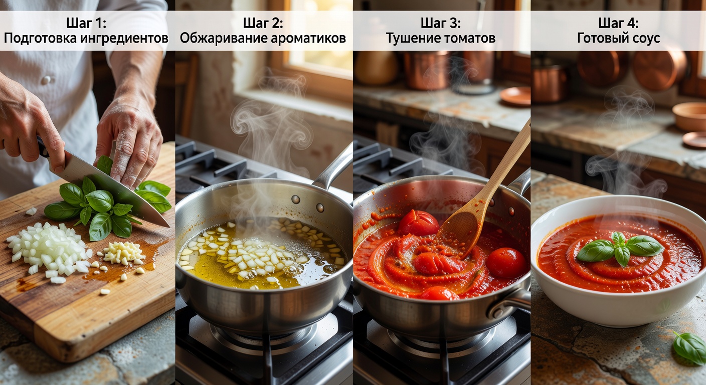 Процесс приготовления Соус неаполитано