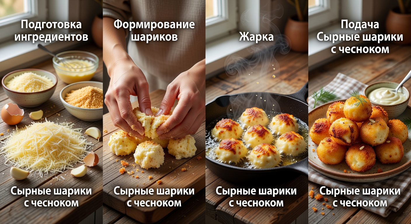 Процесс приготовления Сырные шарики с чесноком
