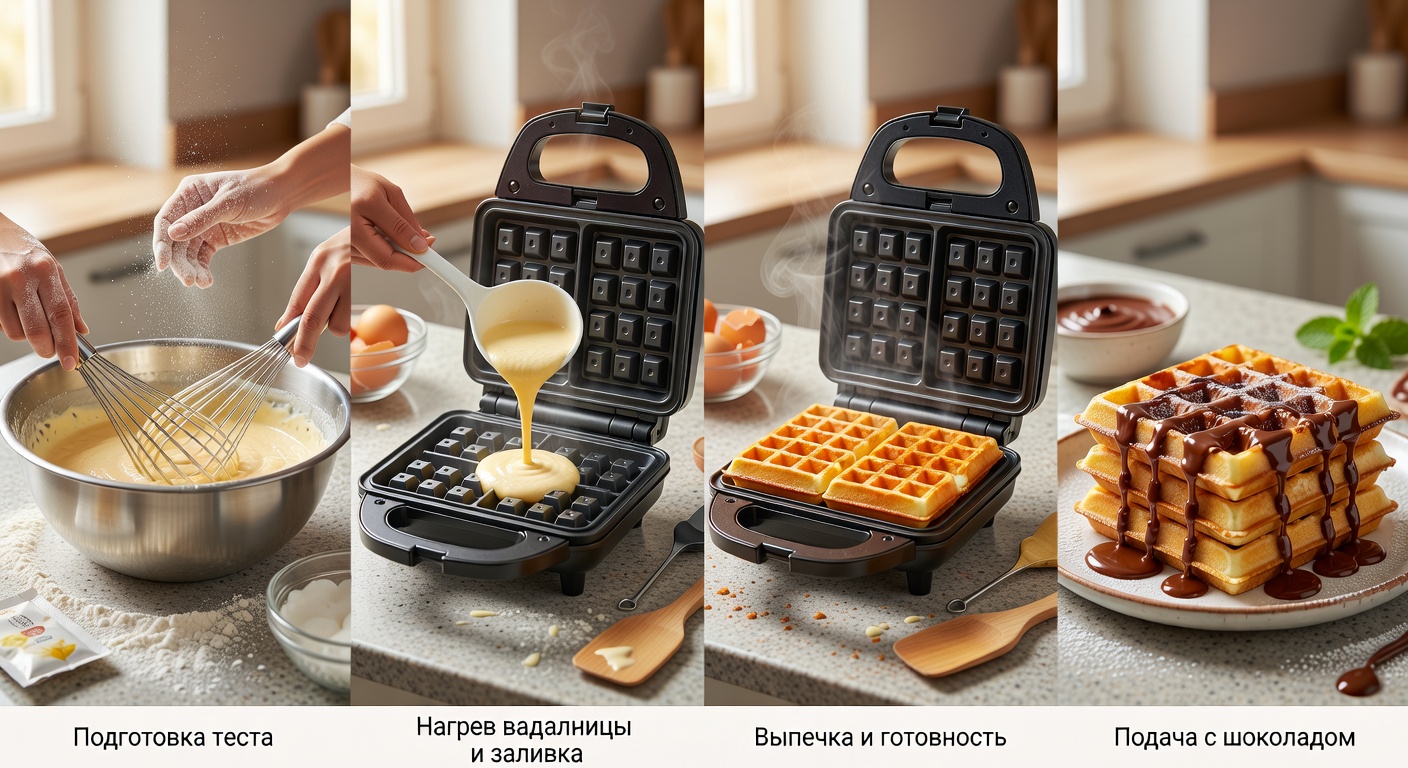 Процесс приготовления Вафли с шоколадом