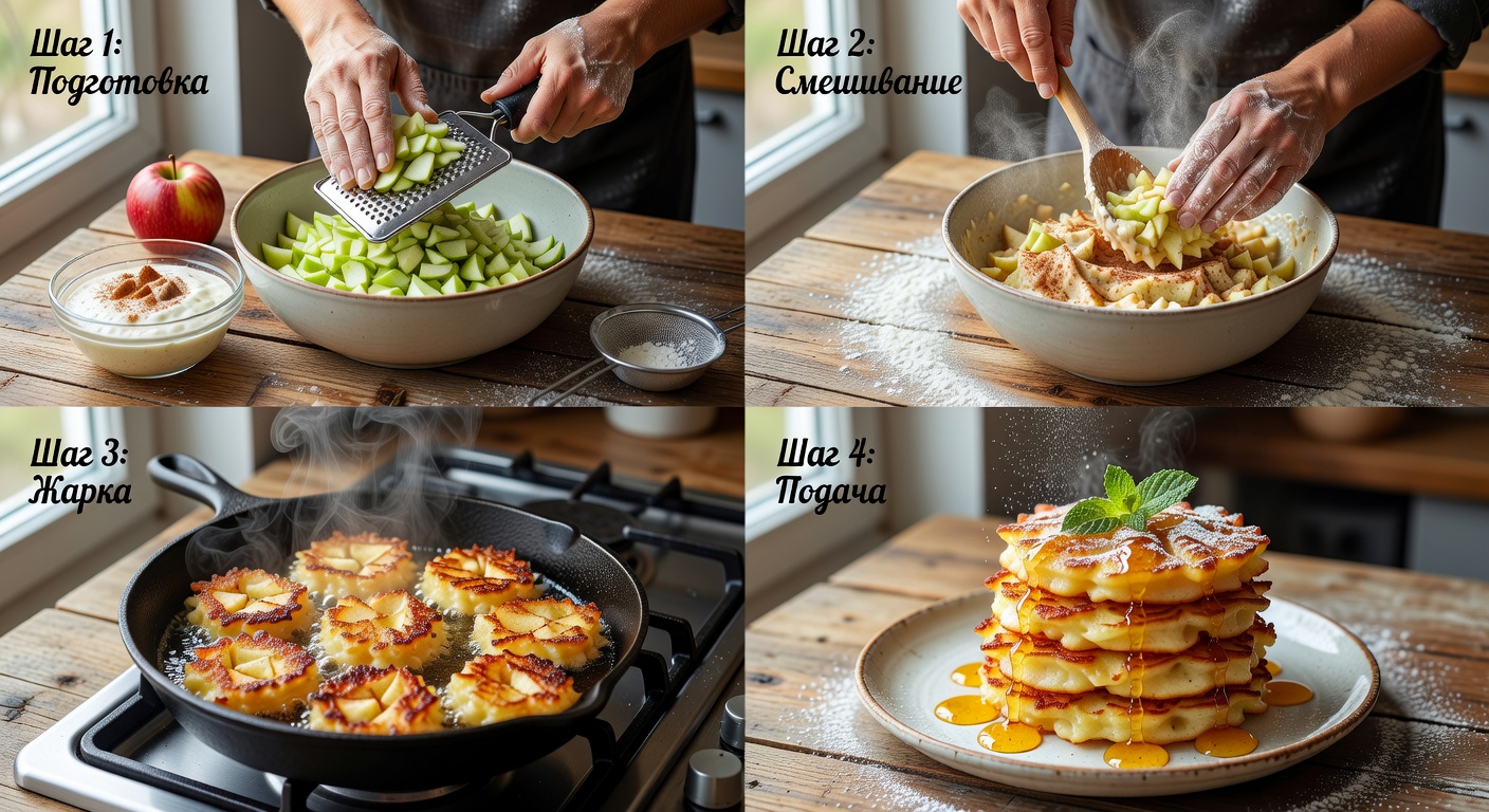 Процесс приготовления Яблочные оладьи
