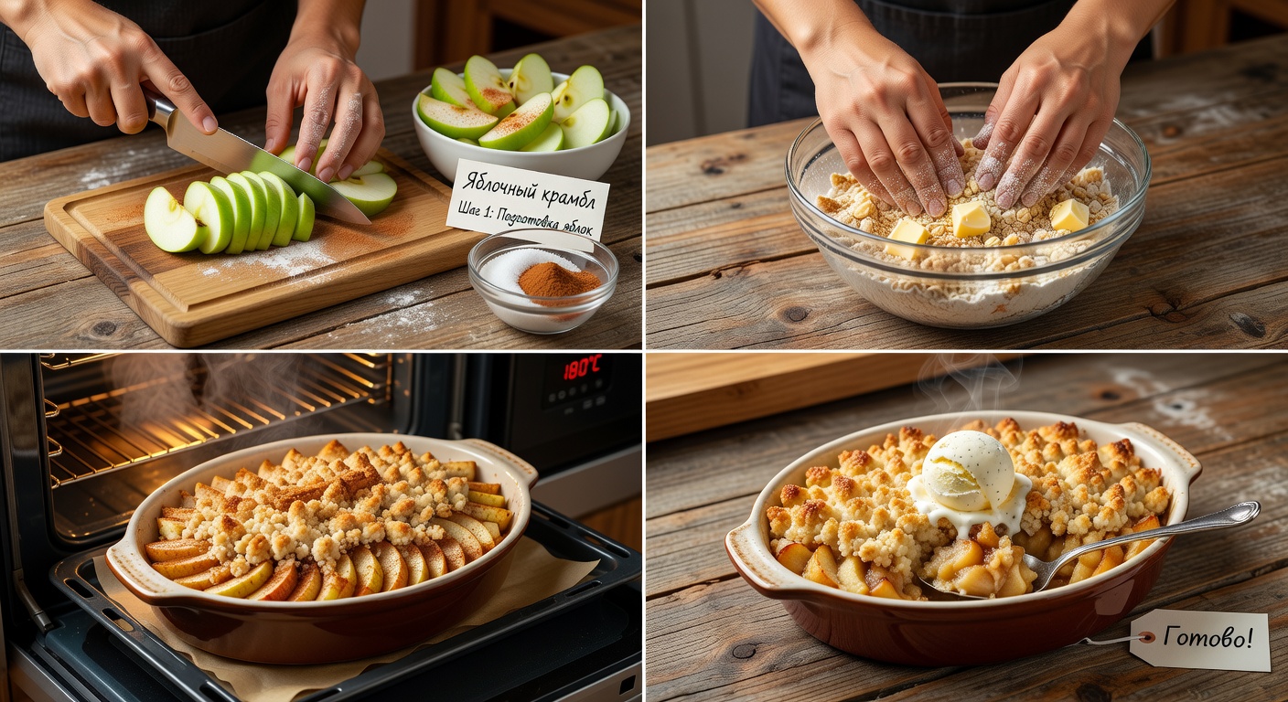 Процесс приготовления Яблочный крамбл