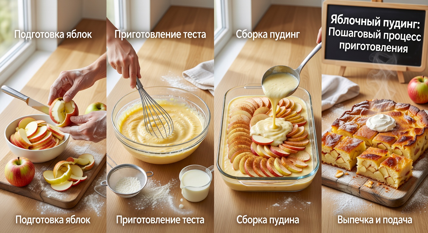 Процесс приготовления Яблочный пудинг