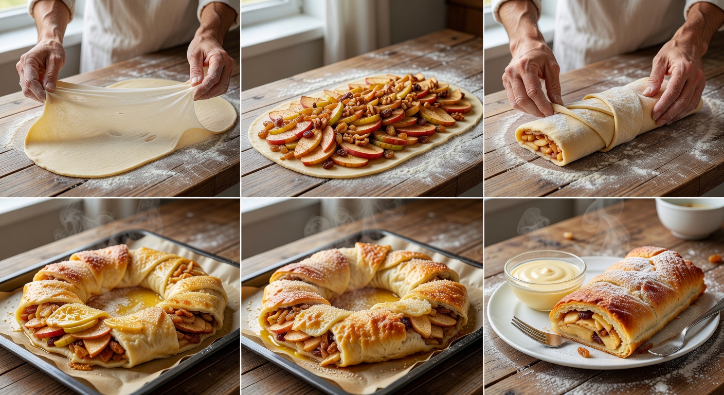 Процесс приготовления Яблочный штрудель