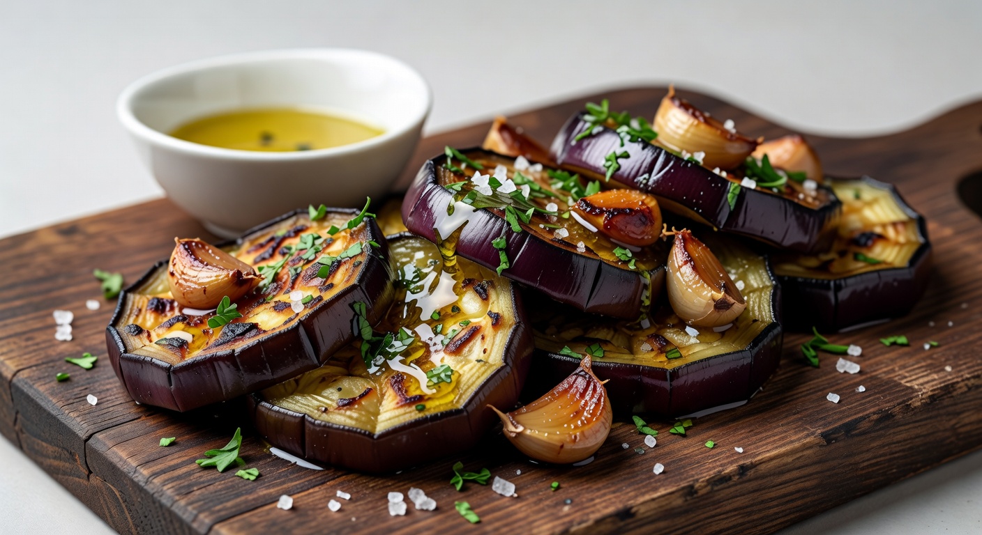 Запеченные баклажаны с чесноком