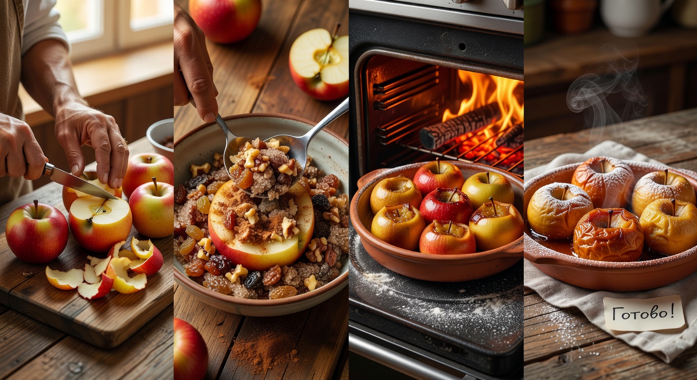 Процесс приготовления Запечённые яблоки
