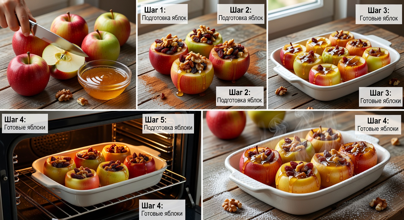 Процесс приготовления Запеченные яблоки с медом