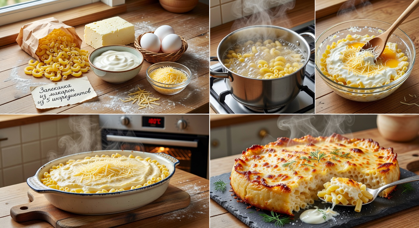 Процесс приготовления Запеканка из макарон из 5 ингредиентов