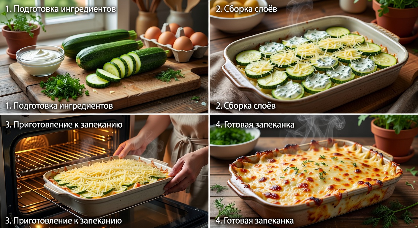 Процесс приготовления Запеканка с кабачками