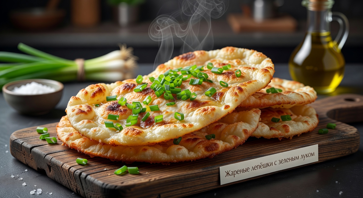 Жареные лепешки с зеленым луком