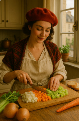 Mirepoix — французская основа для супов (лук, морковь, сельдерей)