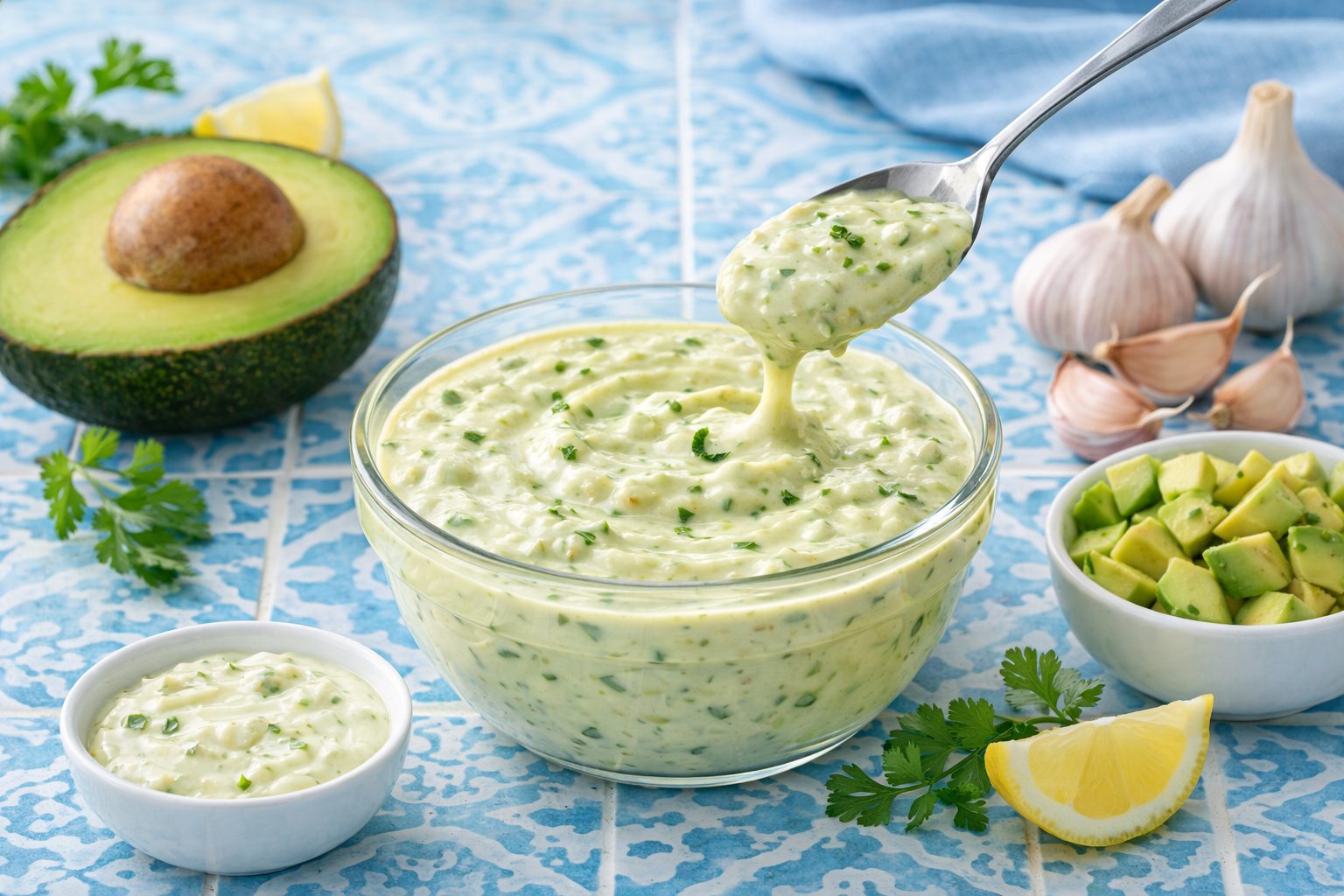 Соус с чесноком и авокадо