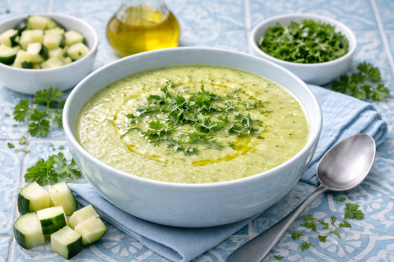 Суп-пюре из кабачков и зелени