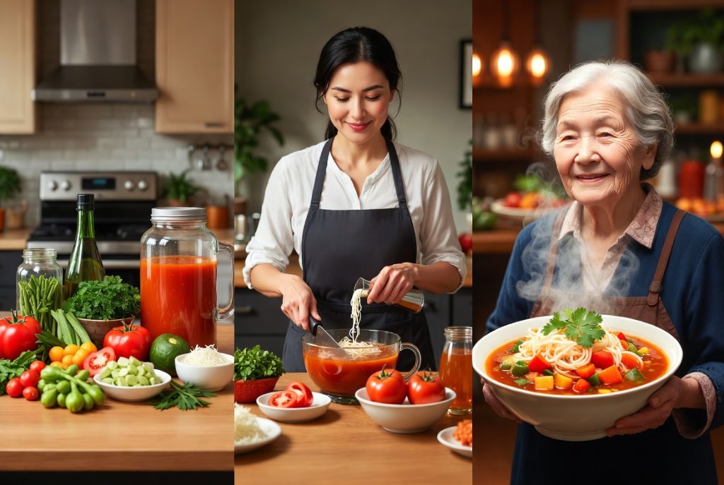 Томатный суп с рисовой вермишелью: легкая идея для вашего стола