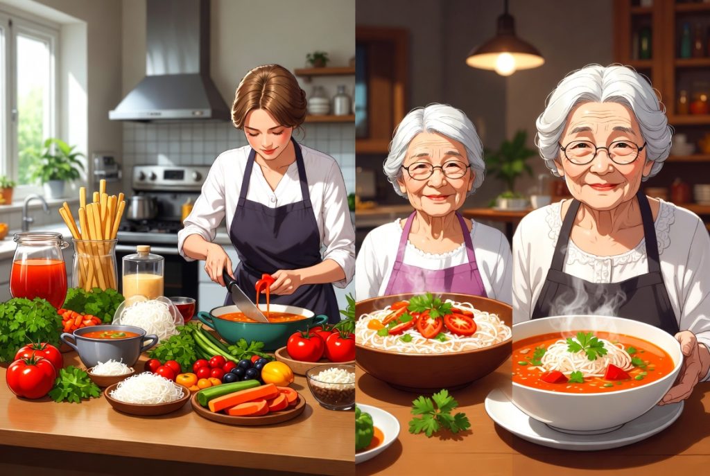 Томатный суп с рисовой вермишелью: легкая идея для вашего стола