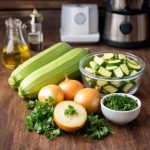 Тёплый салат из кабачков и лука