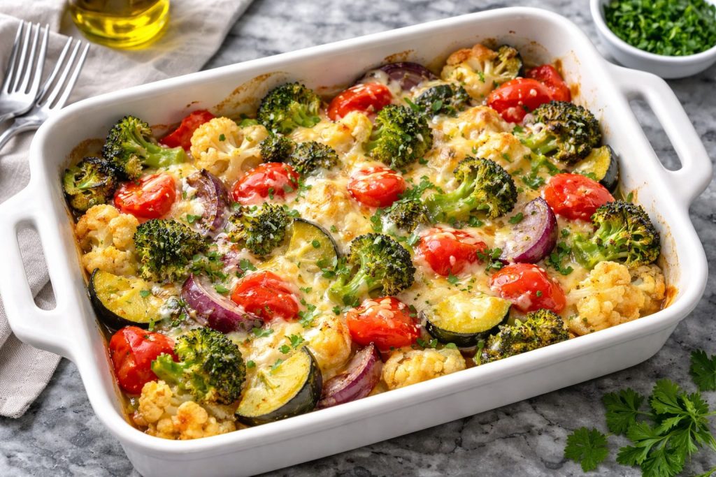 Запечённые овощи с сыром при подагре