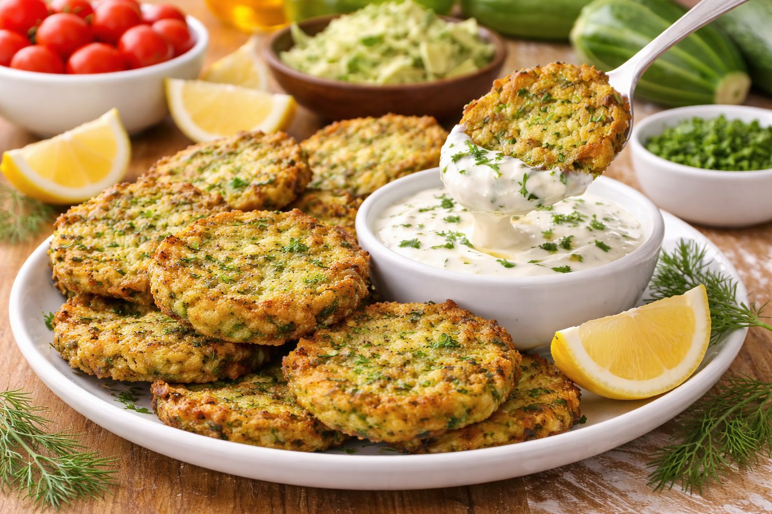 Mücver — Турция — кабачковые оладьи с йогуртом