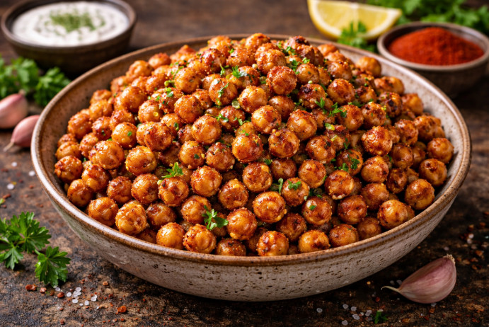 Жареный нут с паприкой рецепт Золотистый жареный нут с паприкой в миске