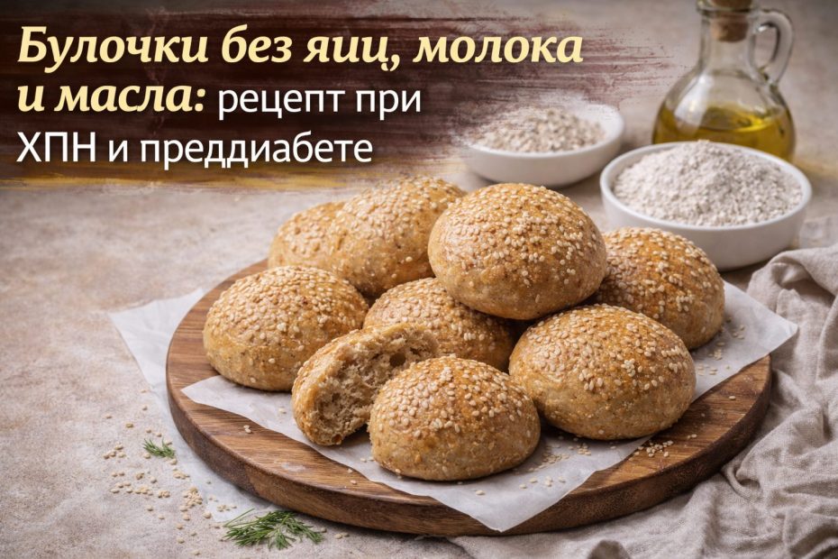 Булочки без яиц, молока и масла: рецепт при ХПН и преддиабете