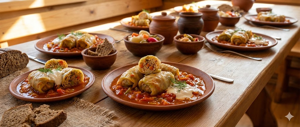 Мини-голубцы с рисом и овощами