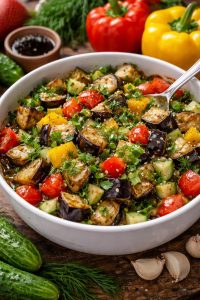Салат с баклажанами, адаптированный при ограничениях в питании