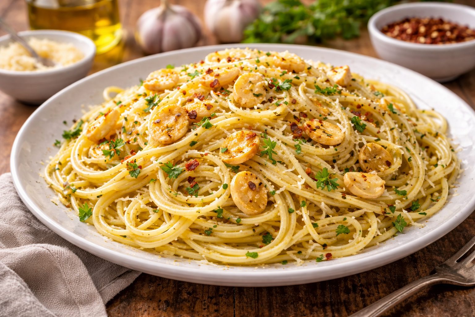 Спагетти с чесночным маслом - рецепт при ХБП