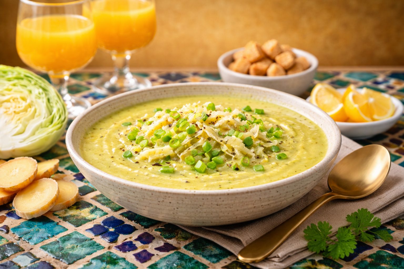 Суп-пюре с капустой и имбирем