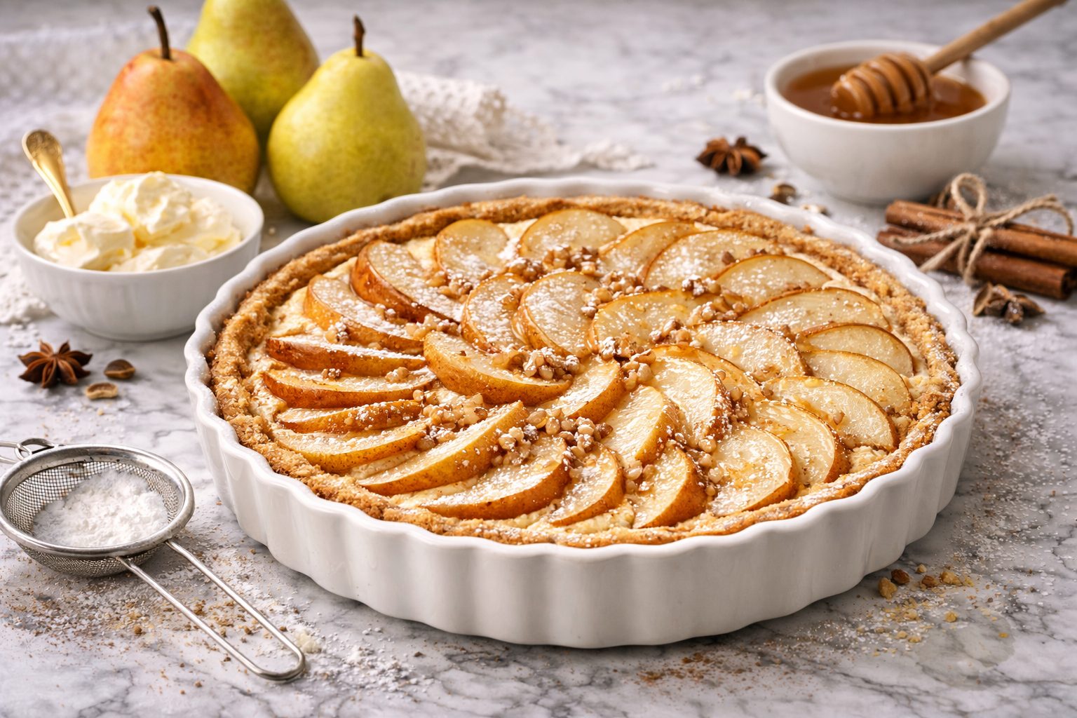 Пирог с грушей и маскарпоне