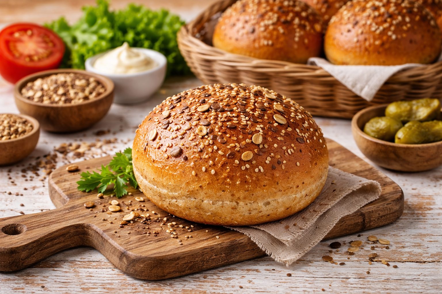 Булочка с клетчаткой для домашнего бургера