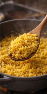 Так выглядит готовый Булгур с луком и куркумой при диете