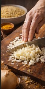 Булгур с луком и куркумой, подгтовка