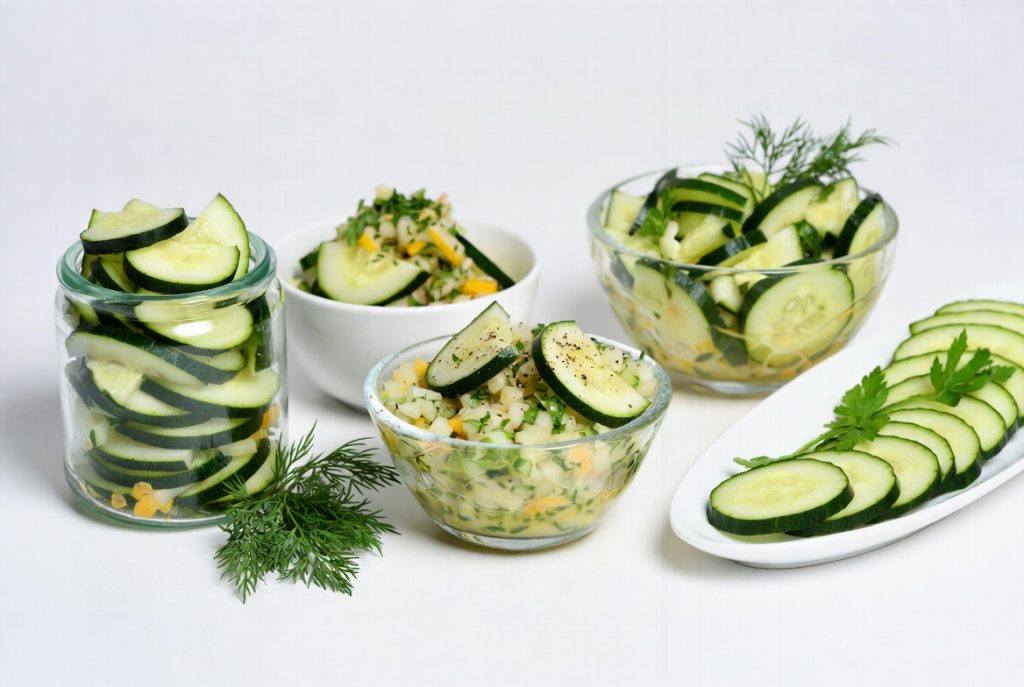 Салат из кабачков и огурцов — 4 диетических варианта без майонеза и уксуса