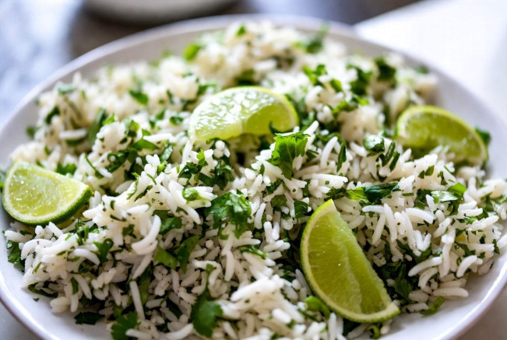 Индийский рис с зеленью и лаймом