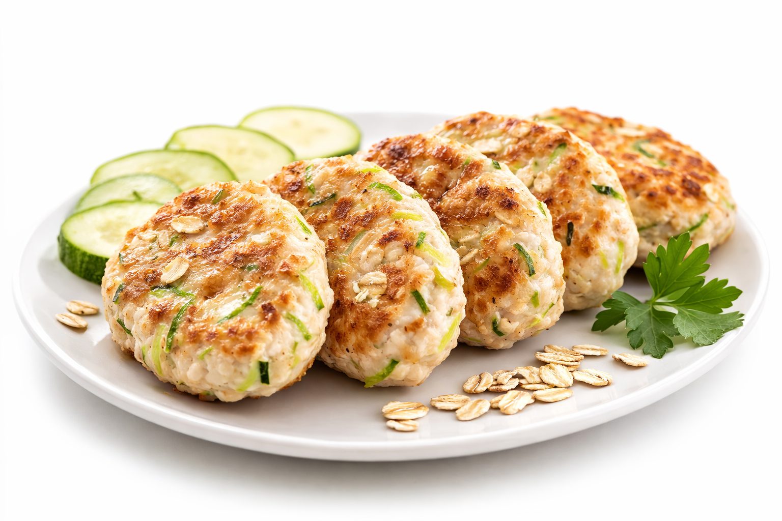 Куриные котлеты с кабачком и овсяными хлопьями