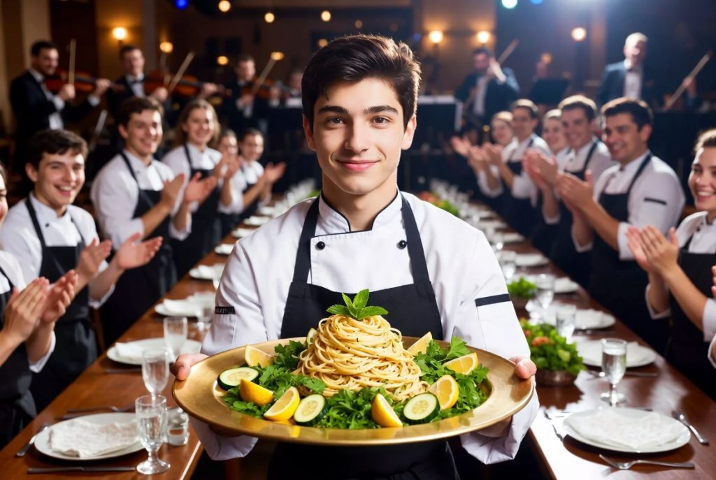 Паста с цукини, лимоном и мятой